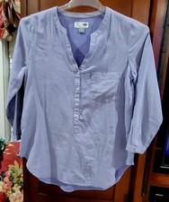 Old Navy Blue Print 3/4 Sleeve V-Neck Tunic SZ S