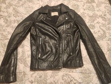 ZARA Woman Black Leather Moto Jacket SIZE M U...