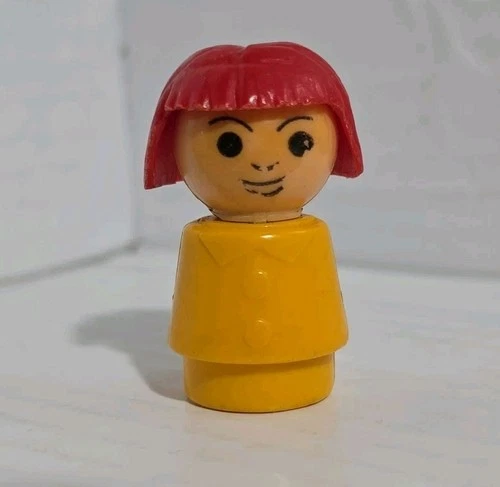 Vintage Fisher Price Little People 1960s Red Head Yellow Dress