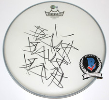 TRAVIS BARKER SIGNED BLINK-182 12" REMO DRUMHEAD 1 DRUMMER BECKETT COA DRUM HEAD