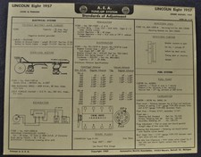 1957 Lincoln V8 Tune-up Chart Premiere Capri Excellent Original 57 Not A Reprint