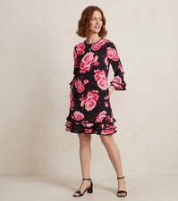 Kate Spade NWT Rambling Colorful Rose Floral Ruffle Rosa Shift Dress, sz M