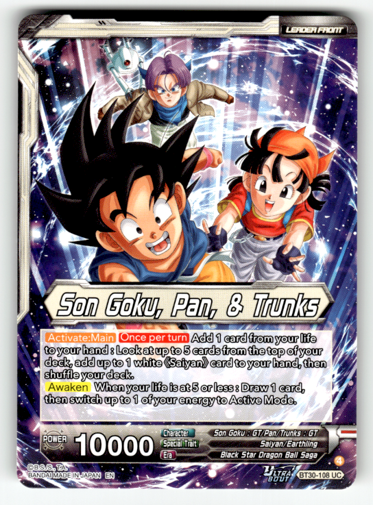 Son Goku, Pan, & Trunks, Exciting Adventures BT30-108 Foil Three