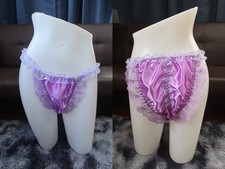  A206 2XL/ElasticW.24-44" VTG Style Purple Satin Thong Bikini Panties Underwear