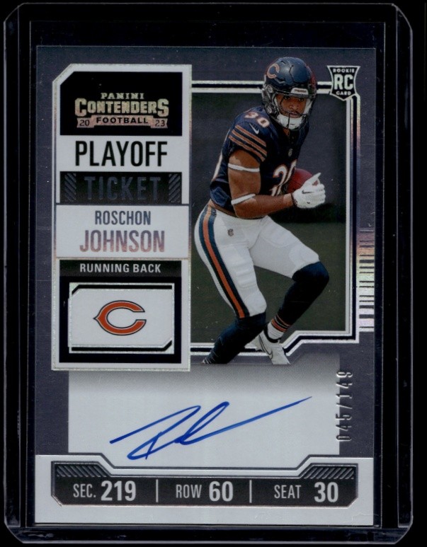 2023 Contenders Football Roschon Johnson #130 Rookie Playoff Ticket Auto /149