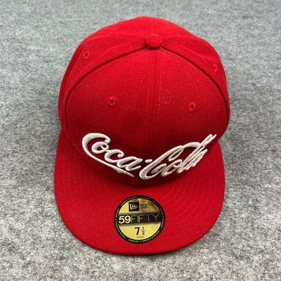 Coca-Cola New Era 59FIFTY Fitted Cap Mütze 7 1/2 Rot Weiß Schriftzug Logo Collab RAR