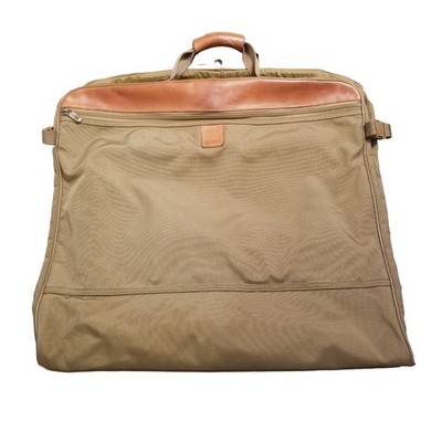 Hartmann Ballistic Nylon Garment Bag Olive Canvas Brown Leather Folding Hanging