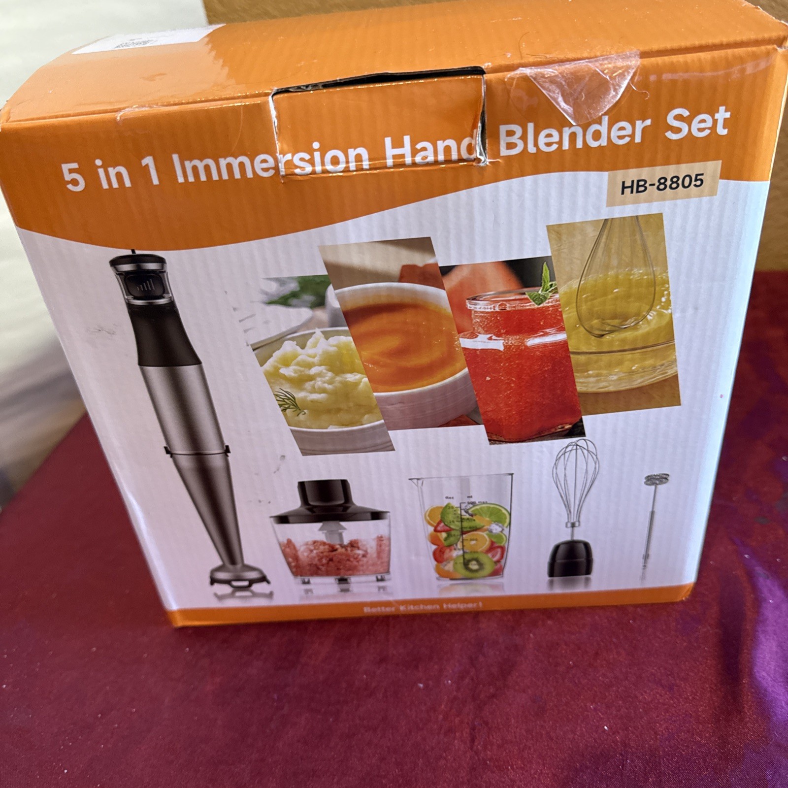 Immersion Blender Handheld 1100W 5 In 1 Trigger Variable Speed Whisk Frother