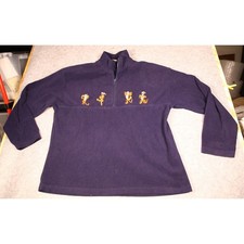 The Disney Store Tigger Embroidered Navy Blue Fleece Quarter Zip Pullover Men XL