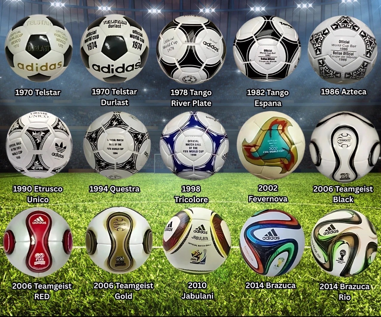 Set of 15 FIFA World Cup 1970-2014 Edition Soccer Ball Official Match Ball Size5