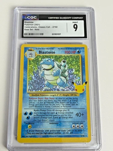 Pokémon Blastoise 2/102 Celebrations Classic Collection Base Set Holo CGC 9