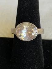 925 BOMA Sterling Silver ring size 8 Clear stone Vintage Estate jewelry