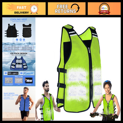 Cooling Vest for Men & Women, Reflective Ice Jacket with 32 Ice Packs for Summer