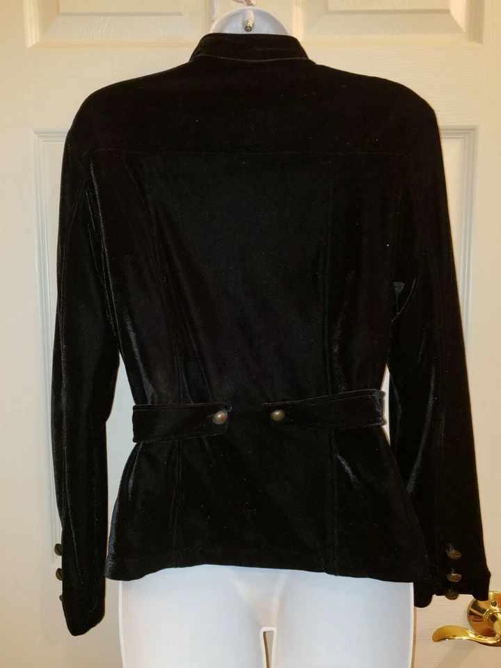 Top/chaqueta Selene Sport terciopelo estilo militar. Negro Talla S. Vintage 2002. Stretch Foto 2 de 4