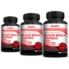 Black Maca Capsules 8050 mg 120 Caps With L-Arginine Ginseng Blend Black Pepper