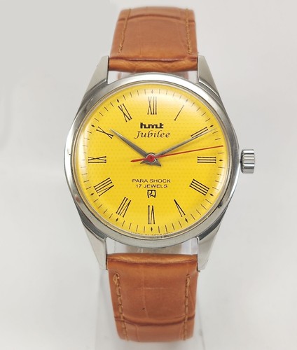 HMT Jubilee Roman Dial 17 Jewels Mechanical Hand Winding Wrist Watch For Men's