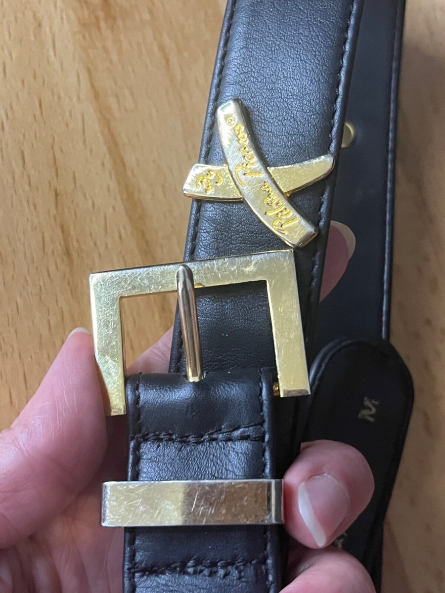 Vtg 80s Paloma Picasso Belt Gold Brass Signature X Buckle 