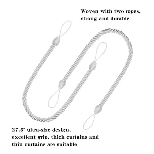 Curtain Ropes Tiebacks Tie-Backs, Curtain Handmade Holdbacks with 2 Metal Scr... - Picture 3 of 7