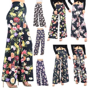 New Women S Floral Print Wide Leg Summer Palazzo Trousers Plus