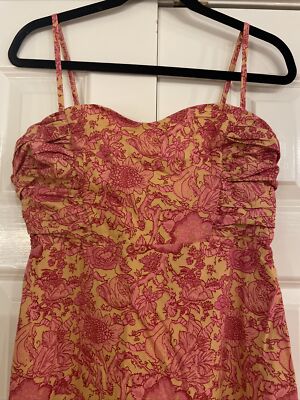 free people pink and orange dress Free People Peach/Pink Ruffled Halter Dress, Size