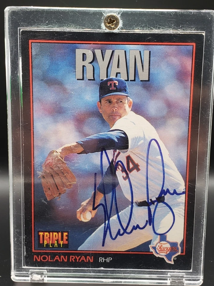 1993 Triple Play Nolan Ryan On Card Autograph #96 HOF - Image 3 of 4