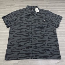 Dickies Skateboarding Short Sleeve Button Up Shirt Men Size 2XL Black Gray Print