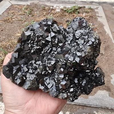 1510g Natural Black Garnet Specimens Quartz Crystal cluster Original Stone decor
