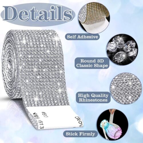 0.9m Glänzend Strass Band Selbstklebend Streifen Aufkleber Rand DIY Glitzer - Bild 3 von 21