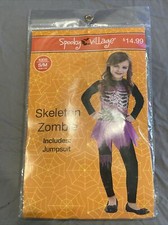 New Unopened Spooky Village Kids S/M Skeleton Zombie Halloween Costume