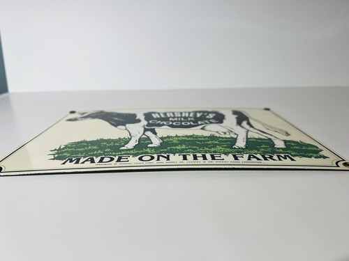 Vintage 1991 Ande Rooney Hershey's Milk Chocolate Cow Porcelain Sign Farmhouse - Picture 8 of 11