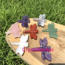 3.2'' Natural Carved Dragonfly Skull Quartz Crystal Reiki Skull Holiday gift 1pc