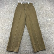 VINTAGE US Army Pants Mens 28x33 Green Wool Button Fly Field Captain WWII 40s