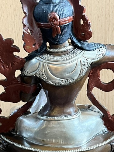 Feuerversilberter Buddha Manjushri aus Nepal. Bronze 23cm - Bild 20 von 22