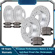For Chevrolet Silverado GMC Sierra 1500 Front Rear Drilled Rotors Brake Pads Kit