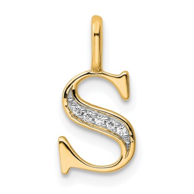 10K Gelbgold Diamant Buchstabe S Initiale Anhänger PM8365S-002-1YA
