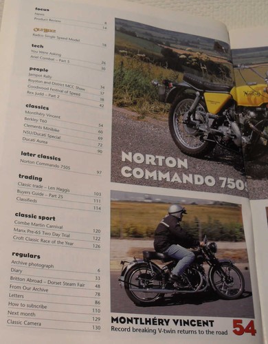 Classic MC Nov 2002 Radco, Vincent, Berkeley, Ducati Aurea, Norton Commando 750S - Imagen 2 de 2
