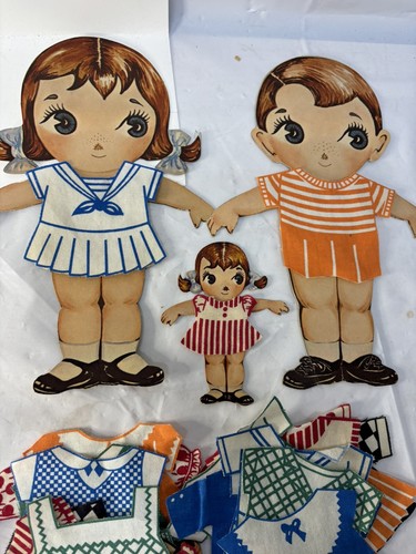 Vintage 1966 KOTTON KUTIES Paper Dolls Set Magic Touch On Fabric Cotton Clothes - Picture 5 of 8