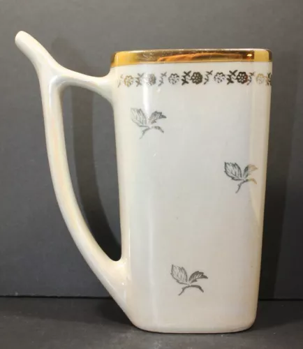 Vtg Karlovy Vary Czech Luster Porcelain w Gold Trim Mineral Water Drinking Cup