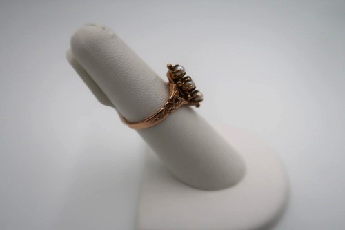t335 Anello vintage in oro rosa 14kt con perle misura 6 (US) - Foto 3 di 5