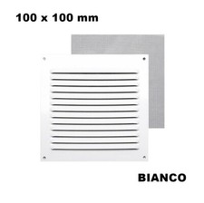 GRIGLIA VENTILAZIONE AREAZIONE DA ESTERNO IN ALLUMINIO BIANCA QUADRATA CM 10X10