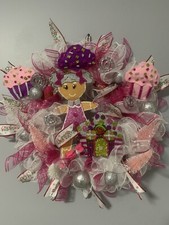 gingerbread girl Garland Christmas Wreath Christmas Door Wall Decor With Lights.