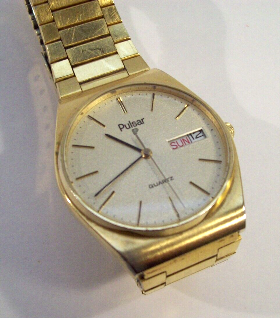 PULSAR ゴールド アナログ時計 Men's Pulsar Presidential Gold Tone Wristwatch, Works, Y553