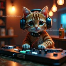 Digital AI Photo Art Picture Desktop Wallpaper Background Kitten DJ C25019