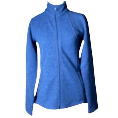 Athleta Stroll Fleece Jacket Womens Blue Full Zip Fitted Size XS