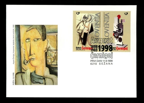 Postal History Slovenia FDC #332-333 August Cernigoj Modern art artist 1998