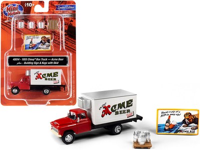 1955 Chevrolet Box Truck Red White 1/87 HO Scale Classic Metal Works Acme Beer