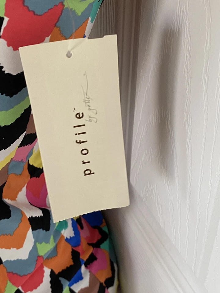 Profile by Gottex Sz 38D Tankini Top Sz 8 or 12 Bikini Bottom Black/Multi NWT - Image 4 of 4