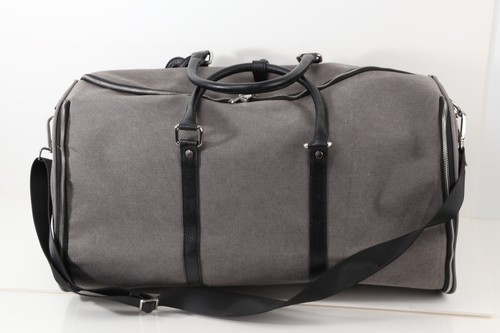 Charcoal Gray Mens Gentleman Canvas Weekender Garment Travel Bag - Picture 4 of 13