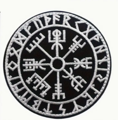 Viking Wikinger Rune Kompass Patch  Aufnäher Klett Klettverschluss Biker 8cm