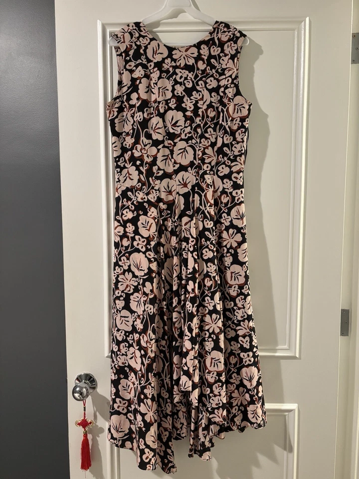 Kenzo 腮红/黑色不对称连衣裙,尺寸 38,6 US — 第 4/4 张图片